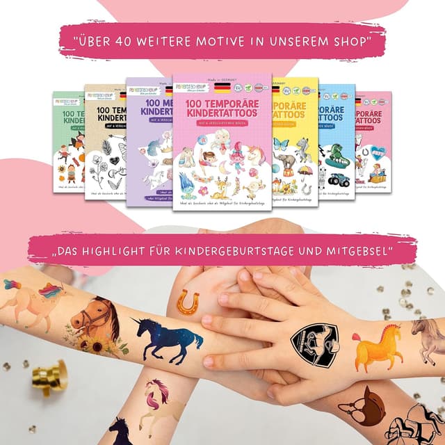 Thumbnail 4 de Papierdrachen Tattoos für Mädchen mit Pferden 100