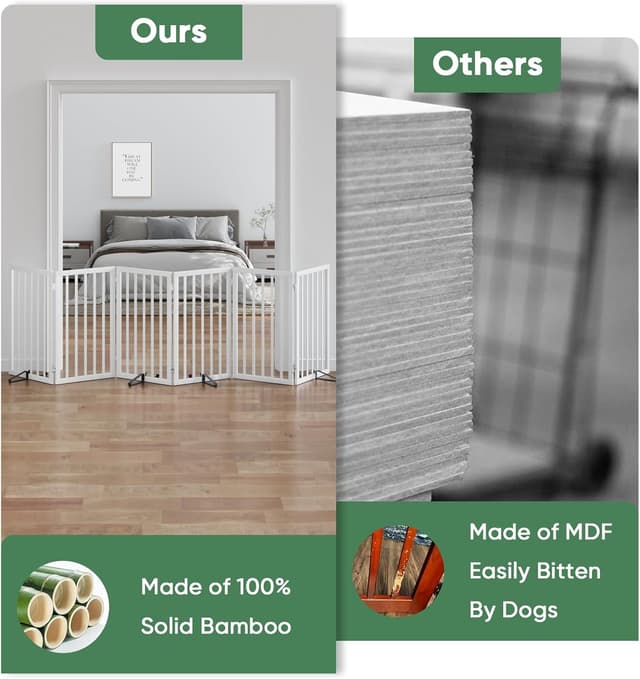 Detalle 2 de Algherohein hohes, faltbares Hundegitter für Türen (6 Paneele, weiß) – freistehend für Innenräume