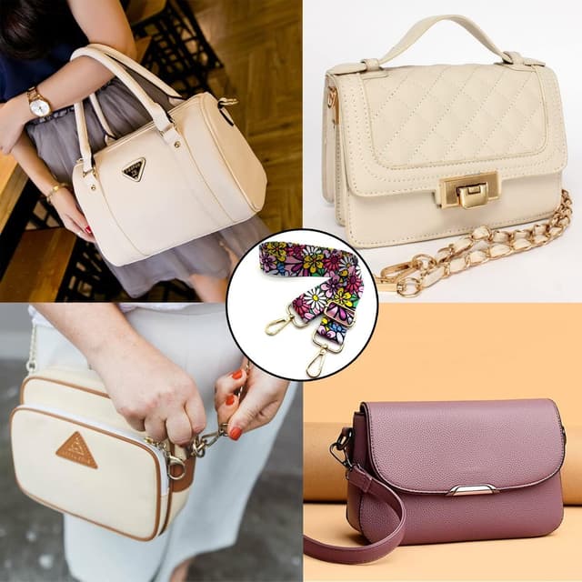 Detalle 1 de Verstellbarer Schultergurt für Taschen (breit 3,8 cm) mit Karabiner Gold, 80–130 cm – Taschengurte zum Wechseln