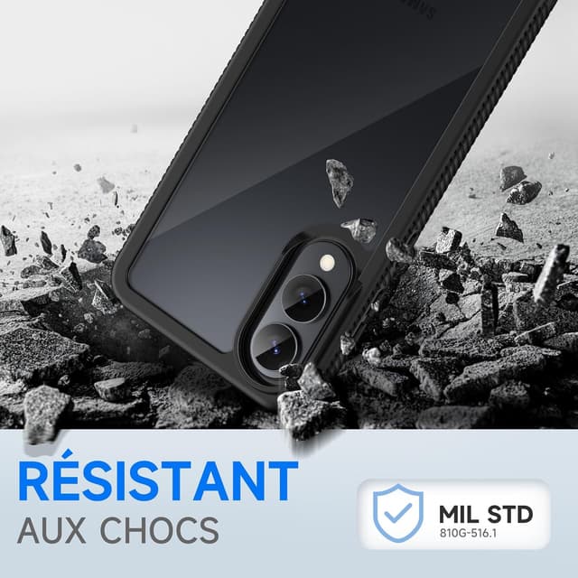 Detalle de seacosmo Coque pour Samsung Galaxy S25 Edge avec protecteur d’écran intégré – protection 360 anti-chocs et anti-rayures (noir)