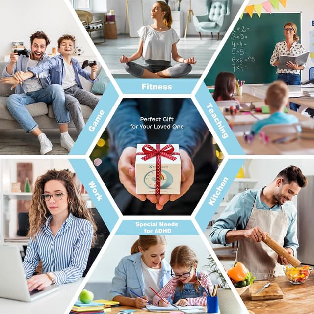 Thumbnail 6 de kiecky squirrel visueller Timer für Kinder – 60-Minuten Countdown mit leisem Betrieb (Tomato Time, Regenbogenmuster)