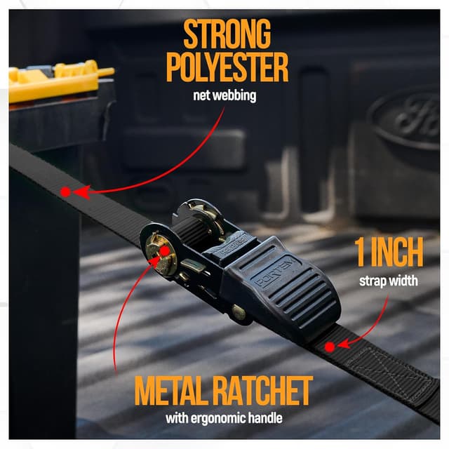 Thumbnail 1 de FORTEM Ratchet Straps 1650 lb, 15 ft set 🚚
