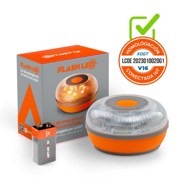 Detalle de FlashLED SOS Baliza V16 Conectada IoT homologada DGT
