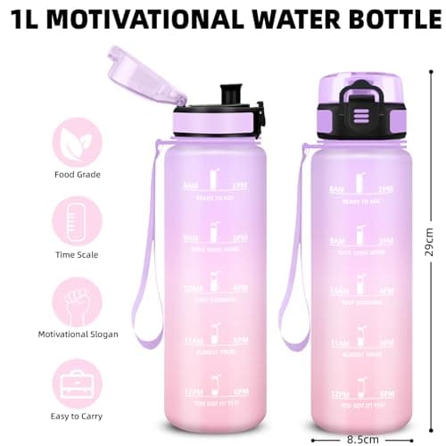 Detalle de Botella Agua 1 L con filtro, a prueba de fugas 🚰