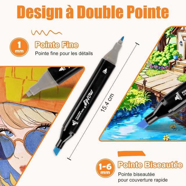 Detalle de AEDAGA 204 feutres à alcool double pointe