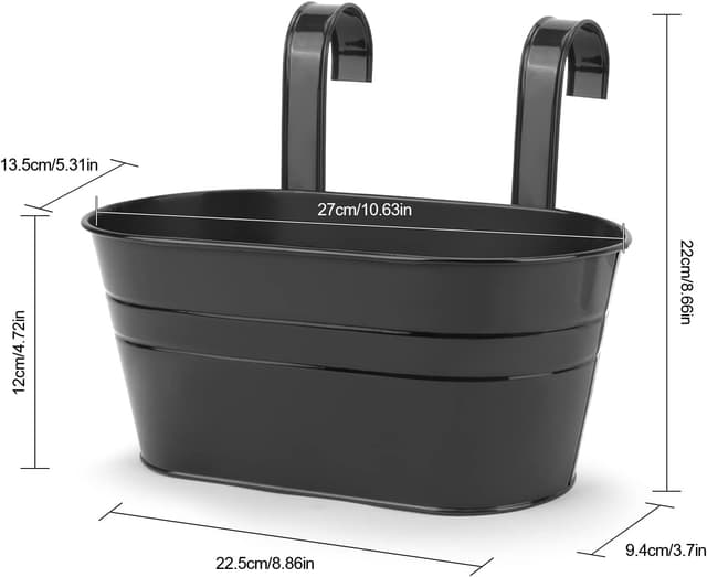 Detalle de 4pcs hanging flower pots, black metal planters