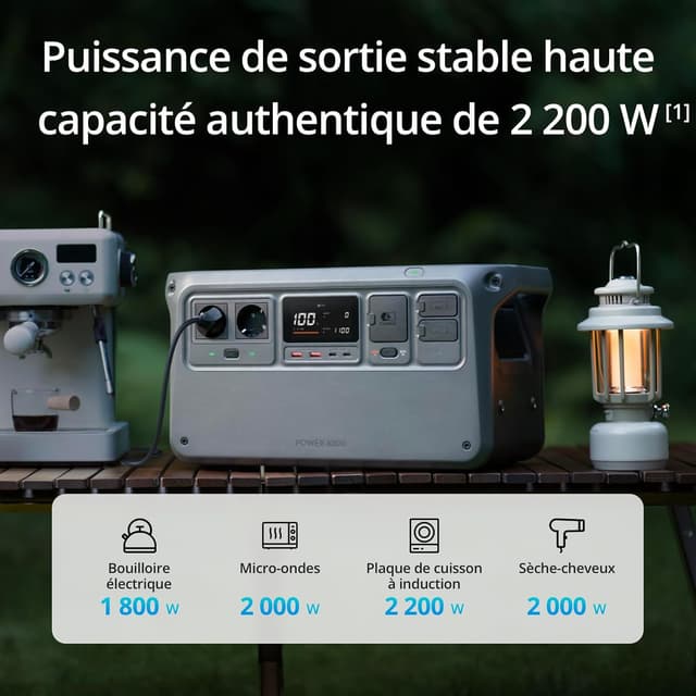 Detalle de DJI Power 1000 — Station électrique portable LFP 1 024 Wh, sortie 2 200 W (camping & hors réseau)