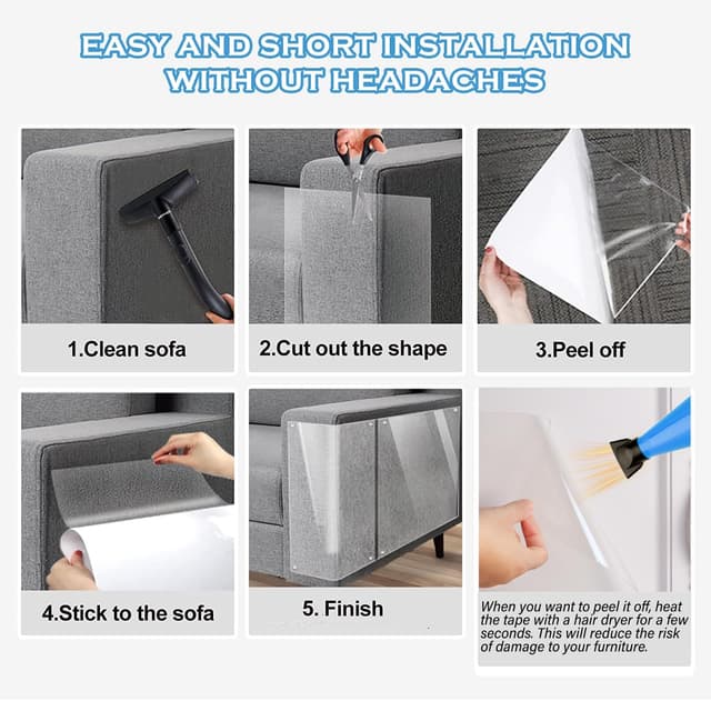 Thumbnail 4 de Cat Scratch Sticky Paws Tape 15.7" x 118" Furniture Protector 🐾