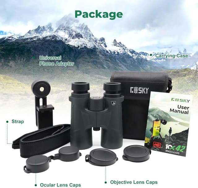 Thumbnail 6 de Gosky 10x42 HD Binoculars with Phone Adapter (BAK4, FMC lens)