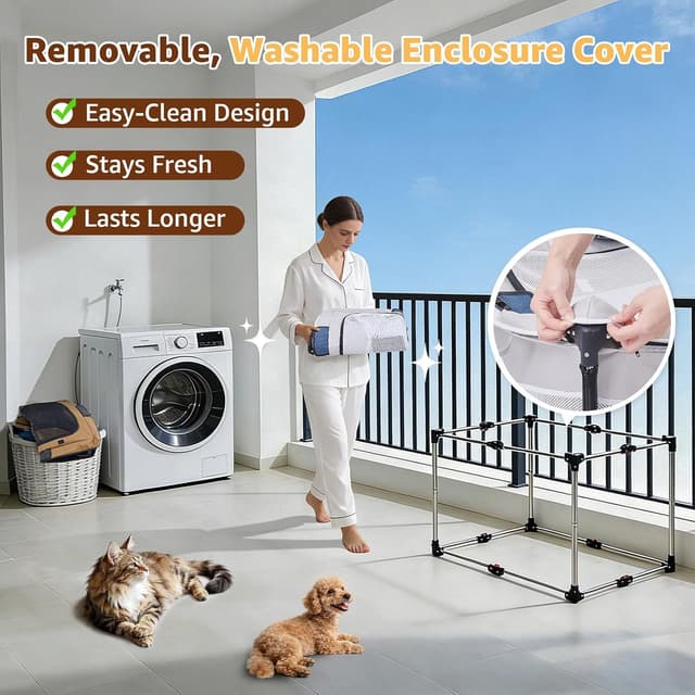 Detalle de PICK FOR LIFE Steel Frame Dog Playpen (81x61x56cm) – Foldable & Washable Puppy Play Pen with 690D Cover