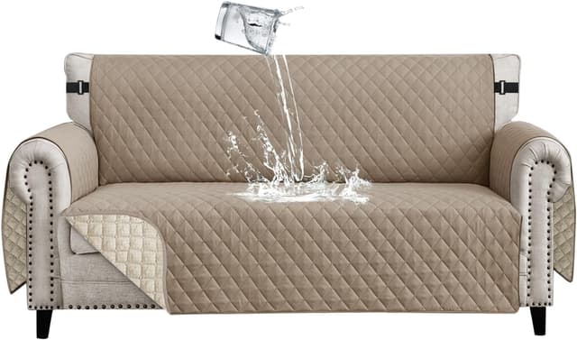 Detalle de Lydevo copridivano impermeabile 4 posti con braccioli, trapuntato antigraffio