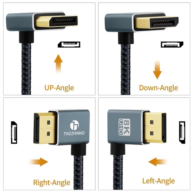 Thumbnail 5 de Thzzhnno Cable DisplayPort 90° 0.5M 8K 1.4