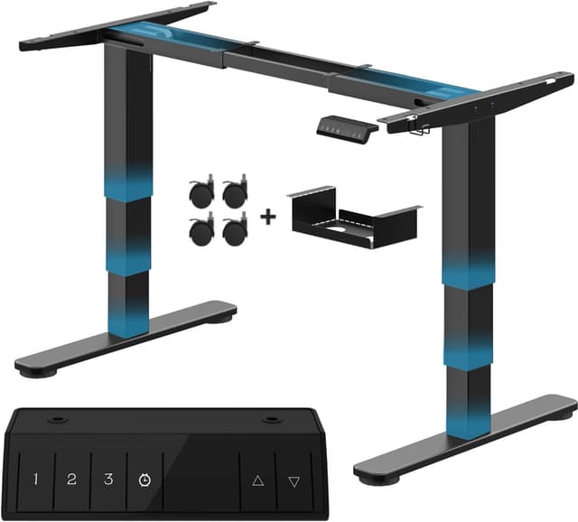 Detalle de Devoko elektrisch höhenverstellbares Schreibtischgestell (60–125 cm) mit 2 Motoren und 3 Memory-Positionen, schwarz