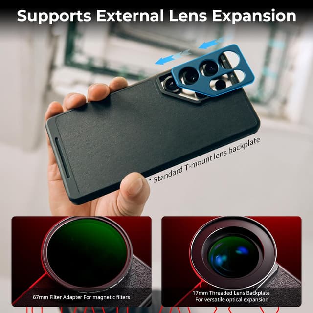 Detalle 2 de SMALLRIG Kit Cage S25 Ultra pour Samsung avec adaptateur filtre magnétique 67 mm et dégagement rapide HawkLock (5254)