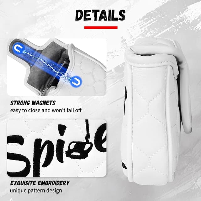 Detalle de Big Teeth Golf Mallet Square Putter Cover with Magnetic Closure (PU Leather) – Fits Spider Tour-style heads