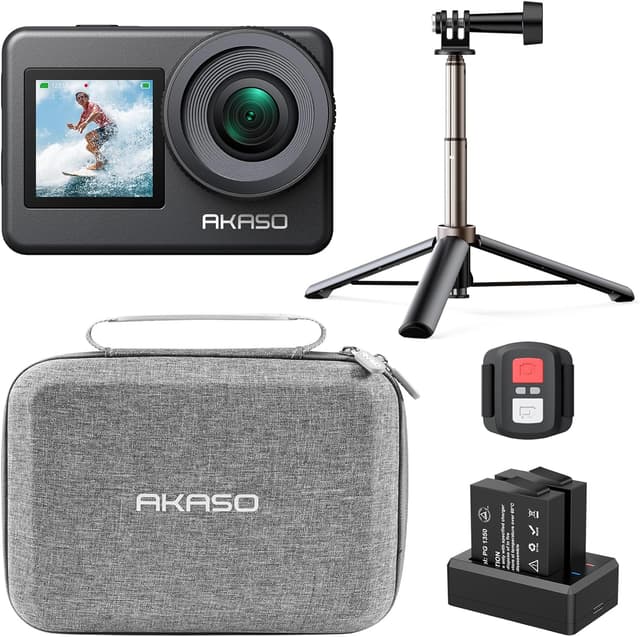 Detalle de AKASO Brave 7 4K action camera bundle 🎥