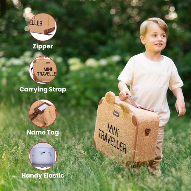 Detalle 2 de Childhome Valigia per bambini Weekend in formato cabina, mini viaggiatore con manico e etichetta nome