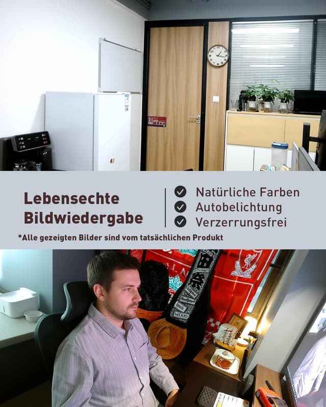 Detalle 2 de Aurolumiz 1080P FHD Webcam mit Dual-Privacy-Schutz, Mikrofon & ausziehbarem Stativ für PC/Laptop, Zoom, Teams