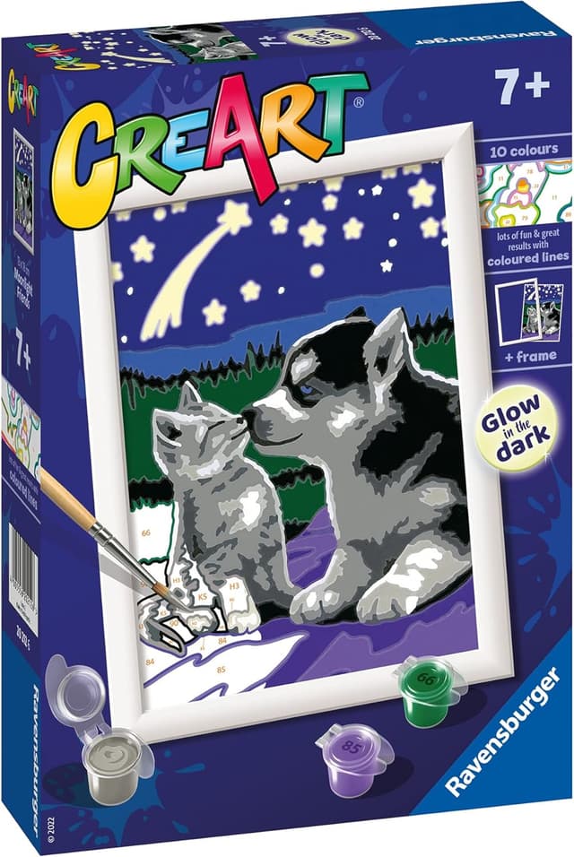 Detalle 2 de Ravensburger CreArt: Amici per sempre – Dipingere con i numeri (7+ anni), kit pittura per bambini con cornice