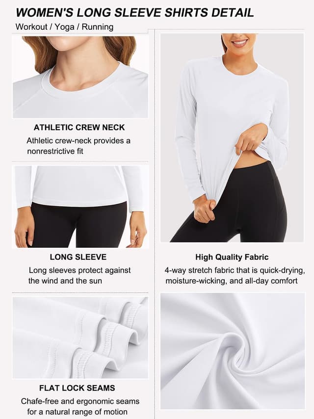 Detalle de Damen 3er Pack Langarmshirt Funktionsshirt mit UPF 50+ Sonnenschutz (85% Polyester/15% Elasthan)