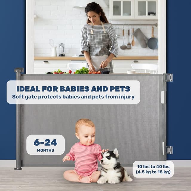 Thumbnail 2 de HollyHOME Retractable Baby Gate 180 cm โ Extra wide safety gate ๐ช