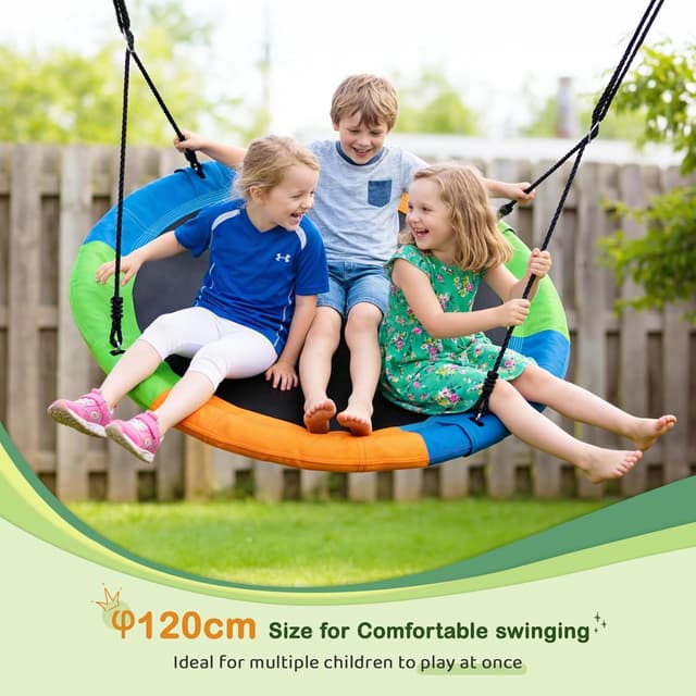 Thumbnail 1 de Dripex Balançoire Nid d’Oiseau ronde 120 cm, hauteur réglable 140 à 180 cm, charge 150 kg – modèle pour jardin