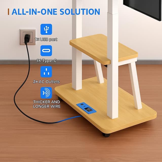 Thumbnail 2 de DIOOSN Rolling TV Stand 32–80in