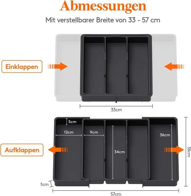 Detalle 2 de Lifewit Besteckkasten Schublade 57 cm