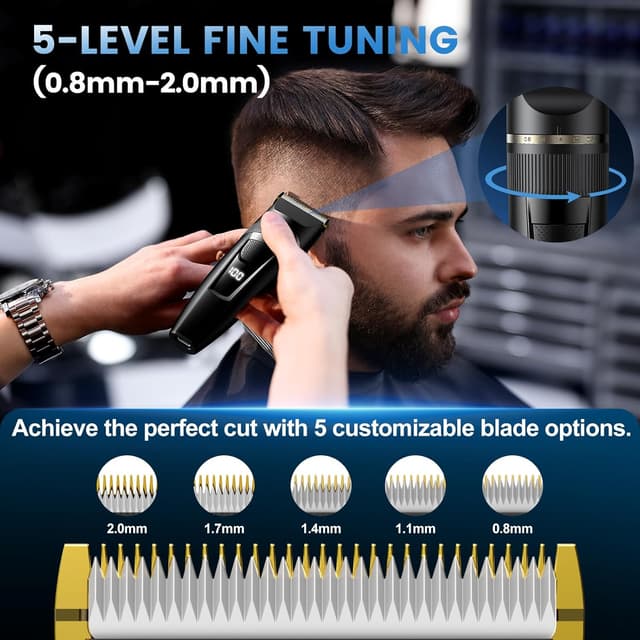 Detalle de Professional Hair Trimmer Hair Clippers with LCD 1️⃣✂