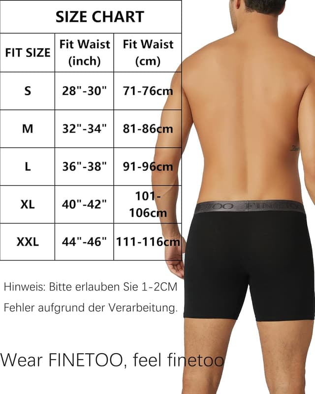 Detalle de FINETOO lot de 3 boxers longs en coton pour homme (S à 2XL) sans étiquette