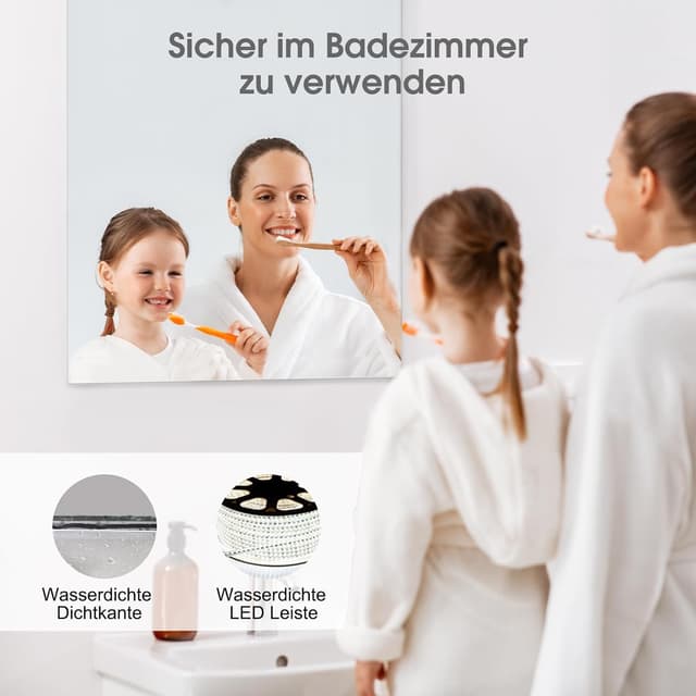 Detalle de Riscaldatore a infrarossi per specchio da bagno con termostato e LED, 450 W (80x60 cm)