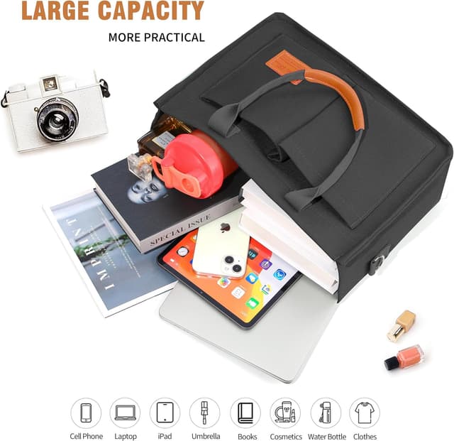 Detalle de Captain Blues canvas tote bag for women with multi-pocket compartments (36 × 14 × 27cm)