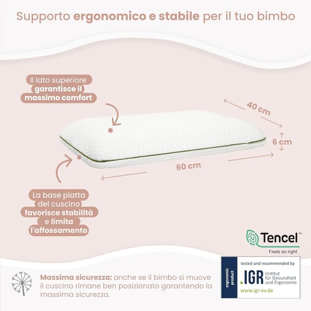 Thumbnail 1 de MIMUSELINA Cuscino Memory Foam 60x40x6 cm