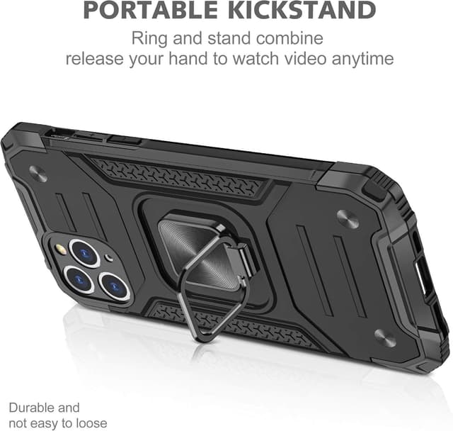 Detalle de SORAKA Hülle für iPhone 11 Pro mit Ringhalterung und Metallplatte für magnetische Autohalterung