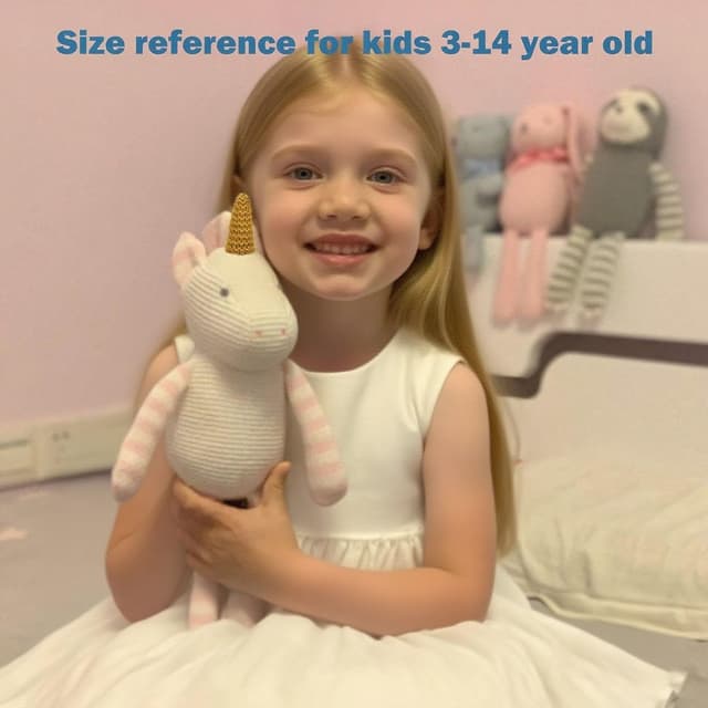 Detalle 2 de FLUFFYFUN Organic Baby Soft Toys Pink Unicorn Teddy (7.1") for Newborns