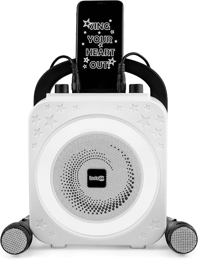 Imagen de RockJam Karaoke Bluetooth Recargable 8W, 2 Micrófonos y Luces 🎤 en OfertitasTOP