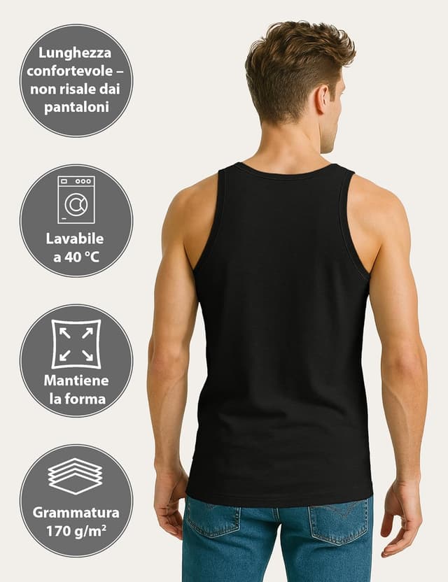 Detalle de ALPIDEX confezione da 5 canotte da uomo in puro cotone