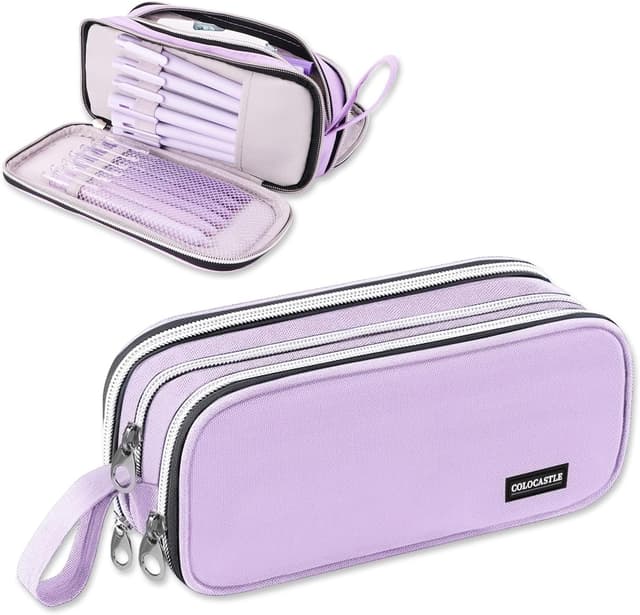 Thumbnail 6 de COLOCASTLE Federmäppchen groß mit 3 Fächern (Rosa) – Pencil Case für Schule, Büro & Teenager