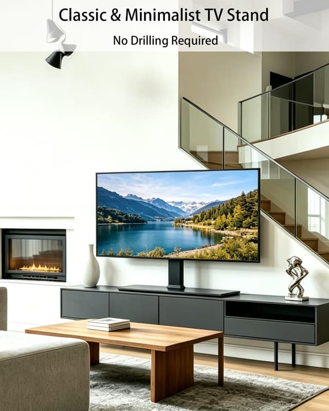 Detalle 2 de Universal Motorized TV Mount with Remote (Tempered Glass Base) — Electric Height Adjustment for Desktop or Floor