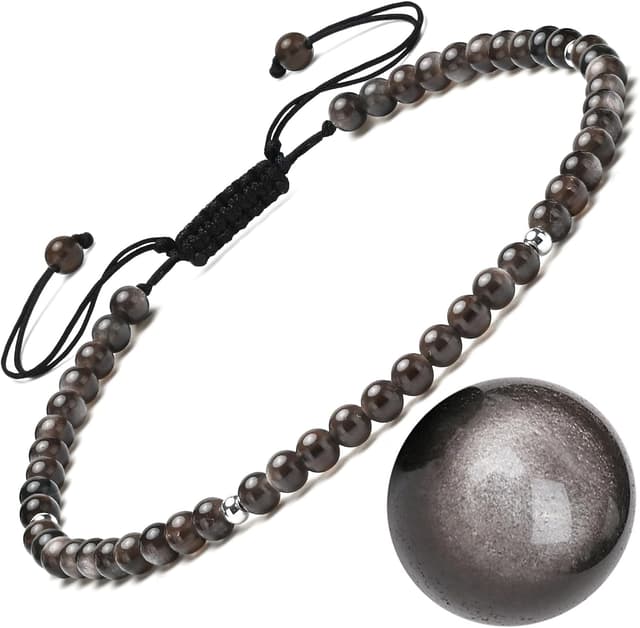 Detalle de Apocalyptic-K Damen Fußkettchen aus 925 Silber/Gold mit Naturstein-Perlen (4 mm), handgewebt