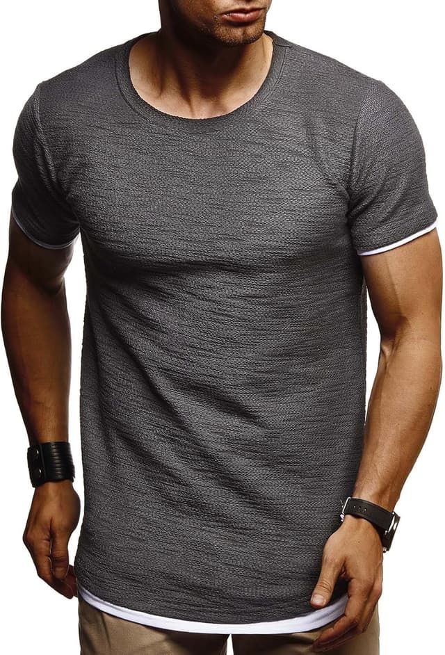 Detalle 2 de Leif Nelson T-shirt homme à col rond : coupe ajustée et style casual