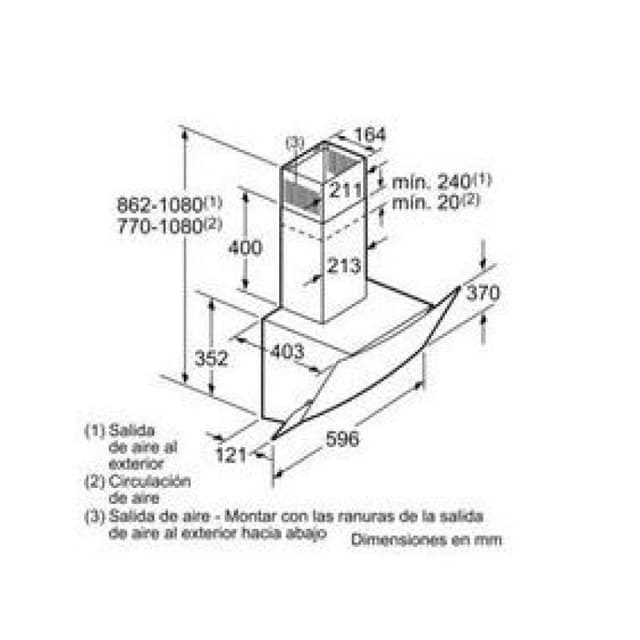 Detalle 2 de Balay 3BC565GB Campana inclinada 60 cm