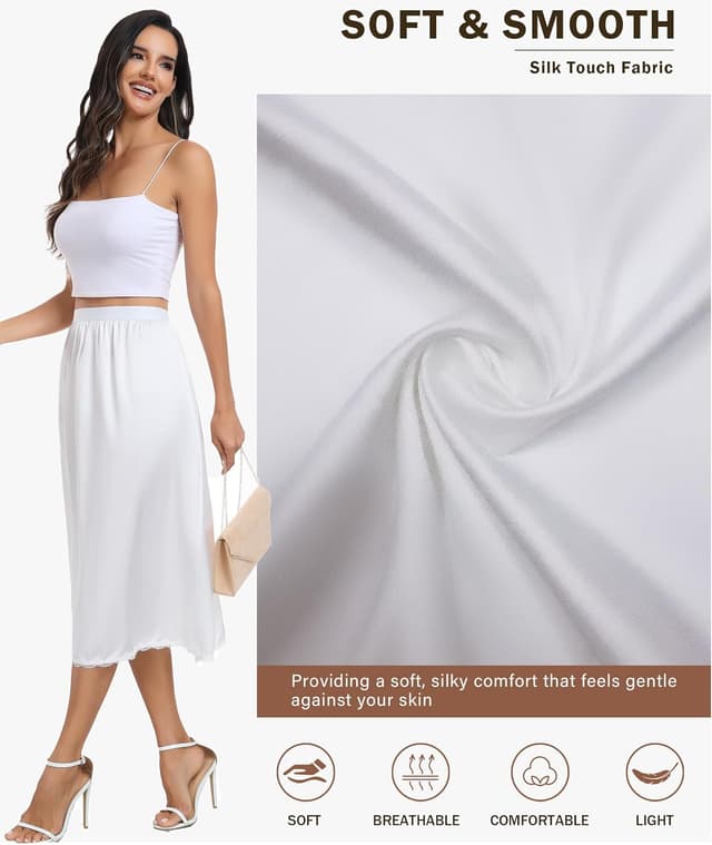 Detalle de Vlazom sottogonna lunga da donna antistatiche con elastico in vita e pizzo