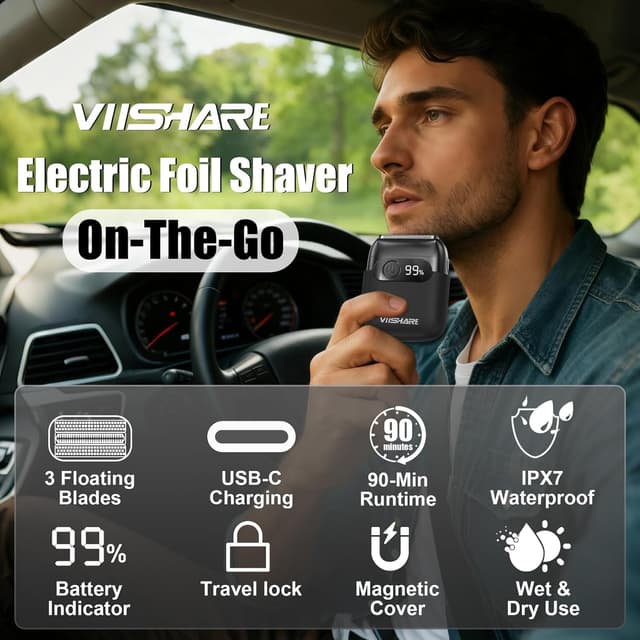 Detalle 2 de VIISHARE Electric Foil Shaver 9500RPM