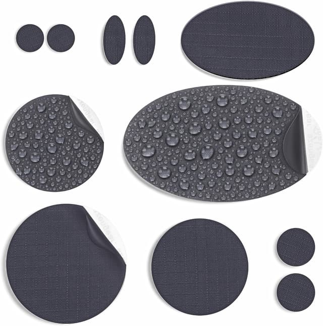 Detalle de aZengear Repair Patches DIY Kit (11 pcs) for down jackets, tents, shoes and more