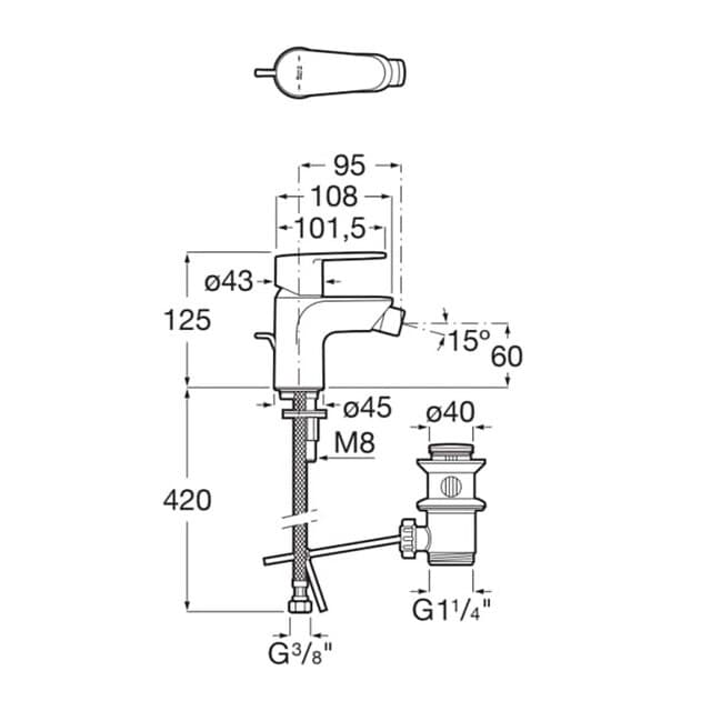 Detalle 2 de Roca Victoria Plus monomando bidé con desagüe automático