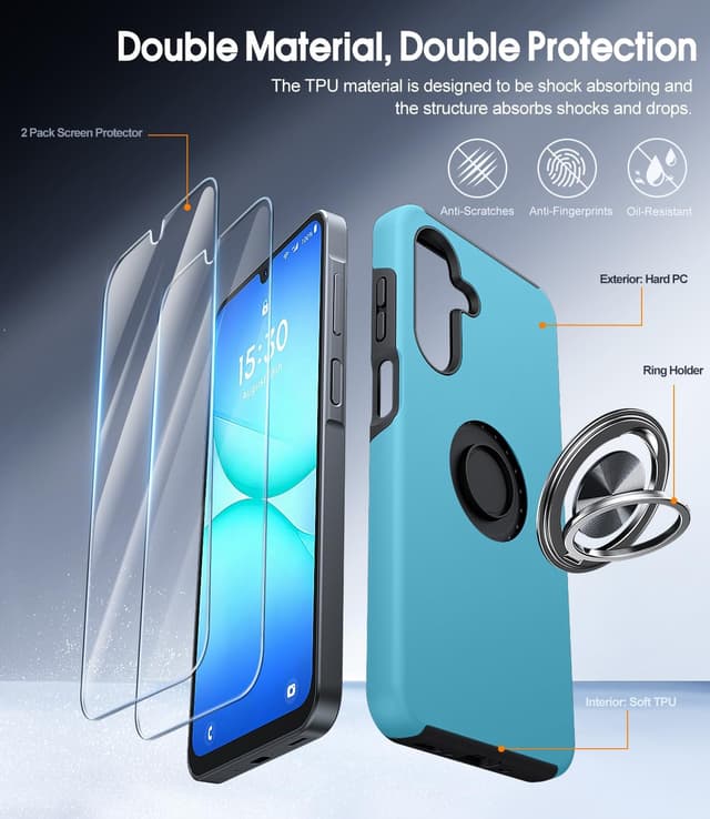 Detalle 2 de AOUIA A17 case with 2-pack screen protectors