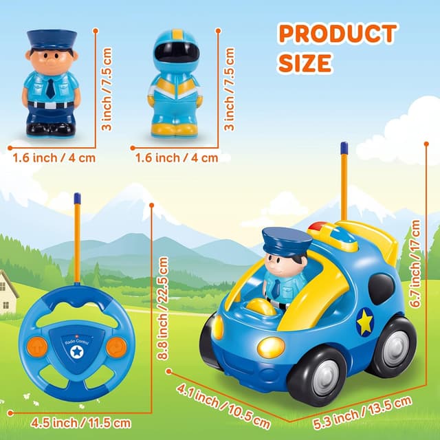 Detalle de Pup Go My First Remote Control Car for Toddlers (Sapphire Blue) – Baby Police RC Toy with Siren, Lights & Interchangeable Dolls