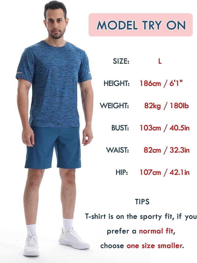 Detalle 2 de Peakwell Herren Sport T-Shirt Kurzarm Reflexstreifen