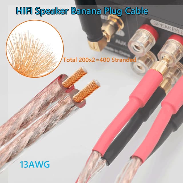 Detalle de WOWLED speaker cable 13AWG with banana plugs 1.5m